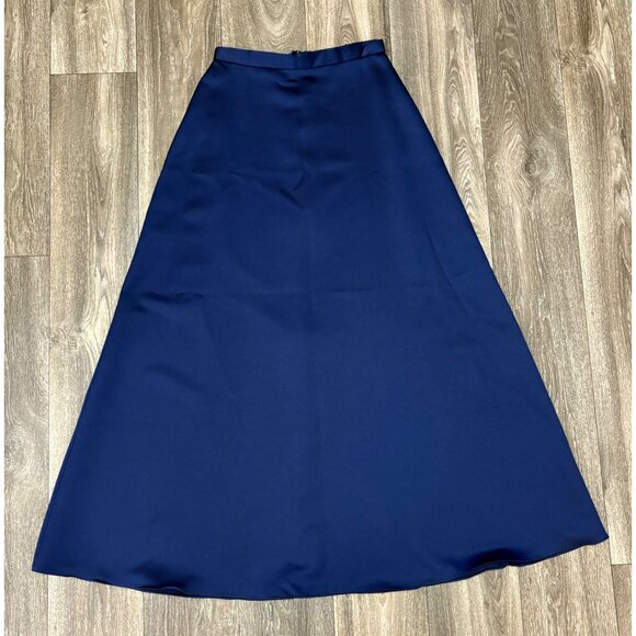 WOMENS PARTY FORMAL SATIN SET STRAPLESS CORSET TOP MAXI SKIRT NAVY BLUE SIZE 7-8 - Picture 5 of 10